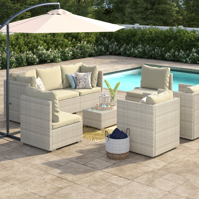 Highland Dunes Heinrich Wicker/Rattan 7 Person Seating Group with